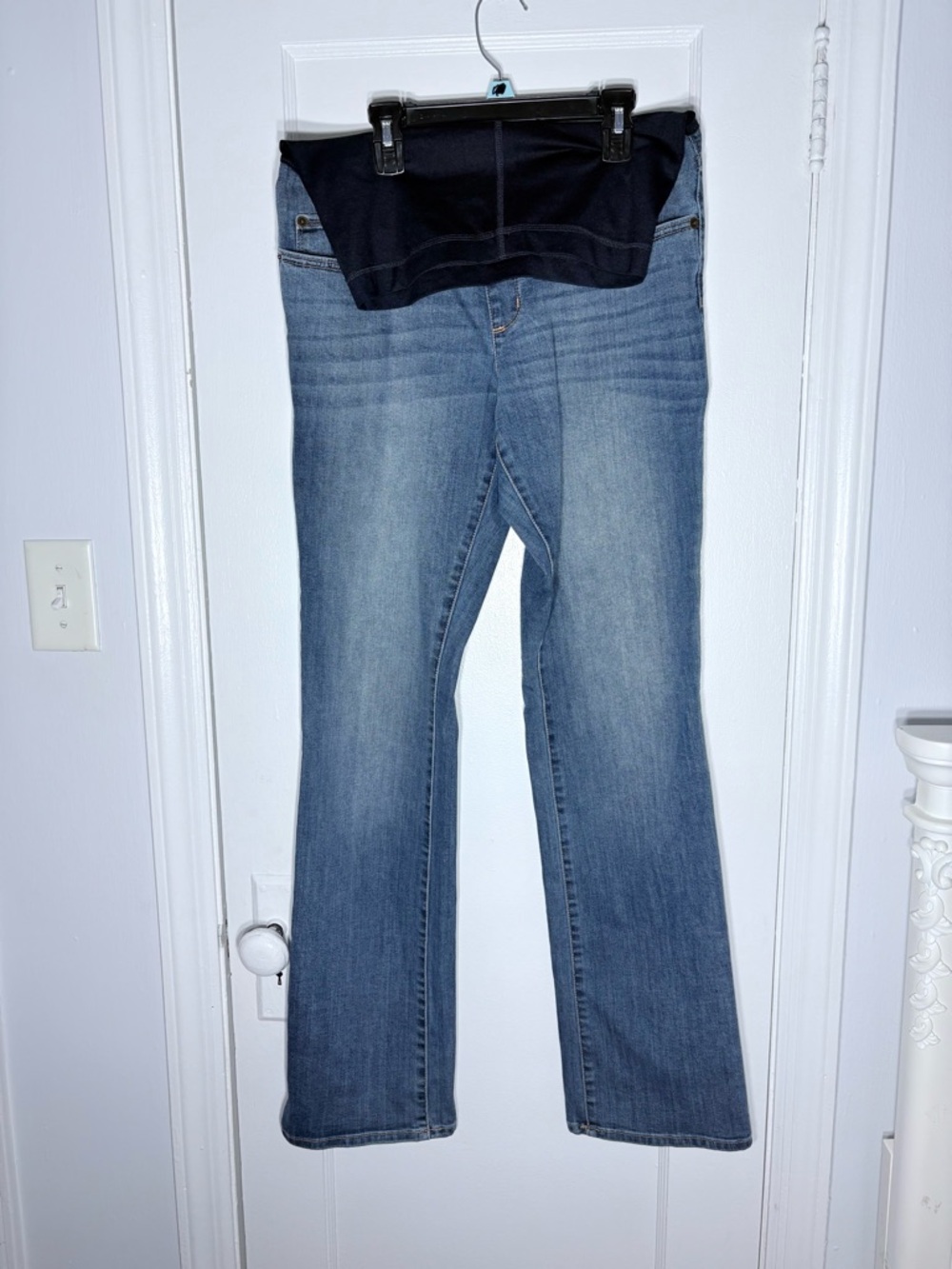 Liz Lange Blue Maternity Wide Leg Jeans with Black Support Panel